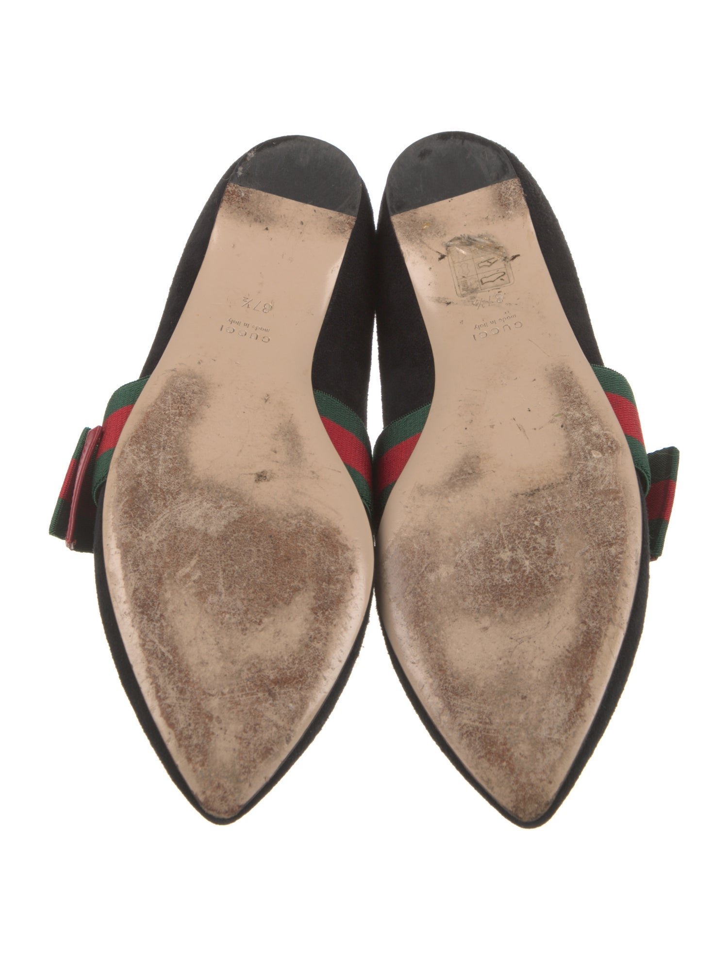Gucci Web Accent Suede Mary Jane Flats